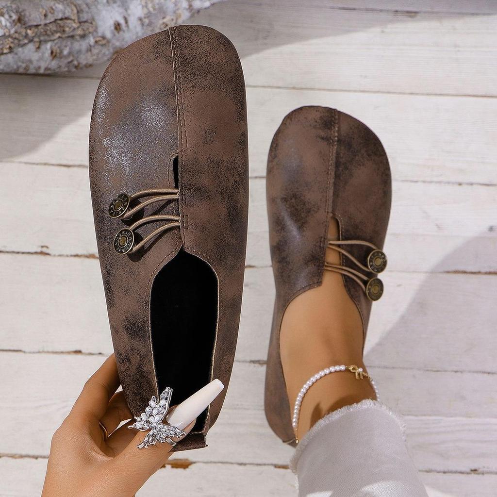 2026 Summer New Soft Leather Flat Flat Casual Single Shoes for Women, Round Head, Shallow Mouth, One Step Stepping Large Women's Shoes
