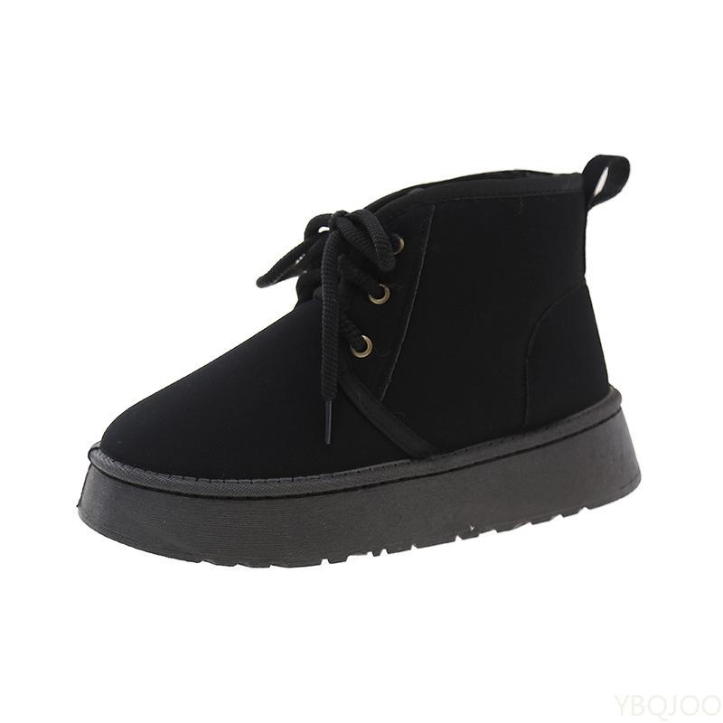 Women's Winter New Height Increasing Lace Up Cotton Boots Thick Warm Simple Comfortable Height Increasing Women's Boots