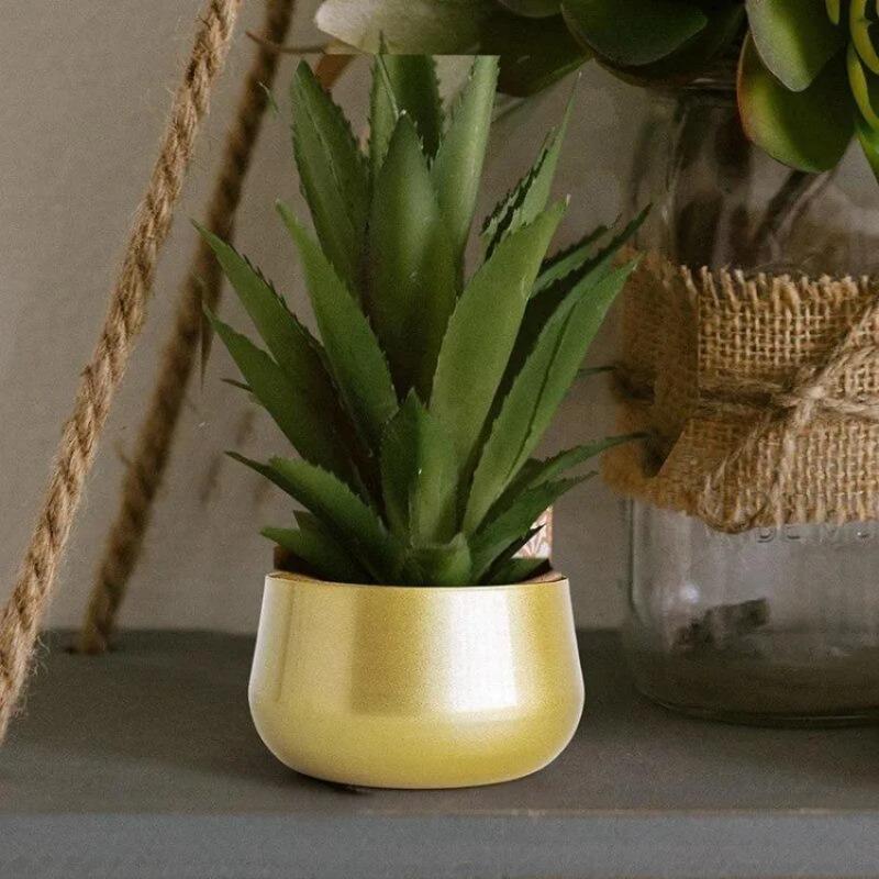 1Pc Modern Metal Crafts Pot Short Hgih Mouth Flower Pot Plant Pot Vase Planter Sturdy Luxury Planter Container for Garden House