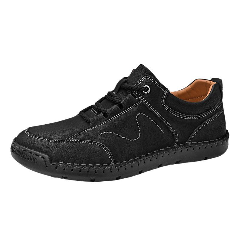 Lässige Lederschuhe für Herren: Handgenäht, Weiche Sohle, Große Größe, Modisch für Frühling und Herbst.