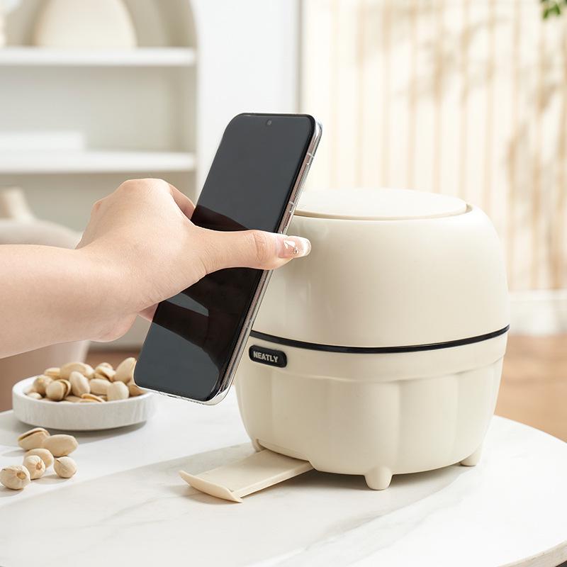 Press-Type Desktop Trash Can with Lid for Office, Living Room, Study, Coffee Table - Creative Storage Solution