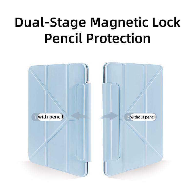 Etui do iPad Air 4/5/6/7(10,9/11-calowy)! Magnetyczne zamknięcie, dwustronne etui typu folio, składane w kształcie litery Y, wielokątne, inteligentna osłona z funkcją automatycznego wybudzania/usypiania