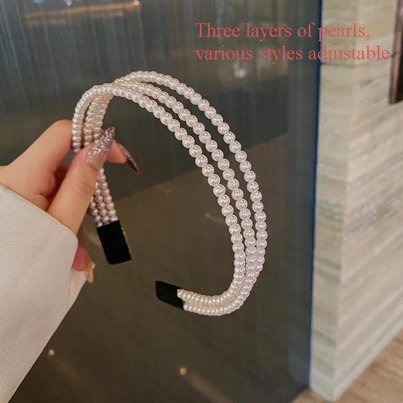 New Women Full Pearls Hair Bands Elegant Sweet Headband Simple Hair Hoop Head Band Korean Handmade Wedding Gift Hair Accessories