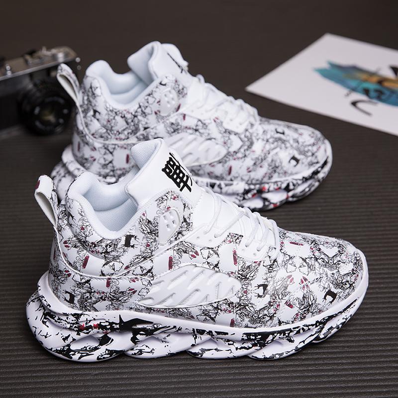 Fashion Graffiti Shoes Mens Outdoor Shoes Sports Running Shoes PU Leather