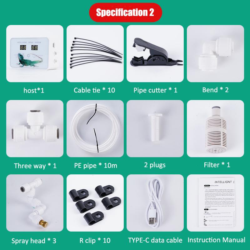 Intelligent Spray System Mist Rainforest Tank Timing Touch Screen Automatic Watering System Reptile Fogger Irrigation Kit