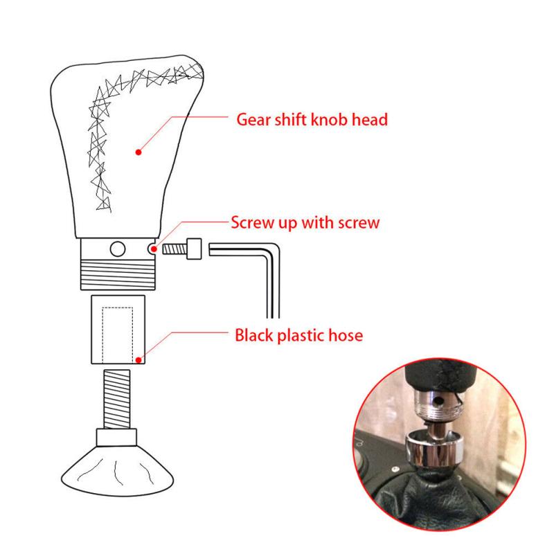 Manual 5 Speeds Car Universal Shifter Leather Gear Stick Shift Knob Kit With Hose Bolt Wrench
