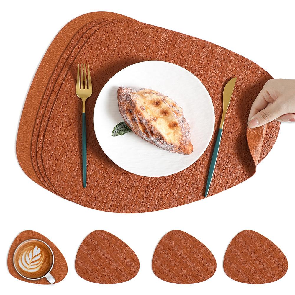 Nordisches ins Wassertropfen-Leder-Tischset wasserdichte und ölabweisende Matte Reiskornmuster Wärmedämmmatte Schüsselmatte Wassertropfen-Tischset