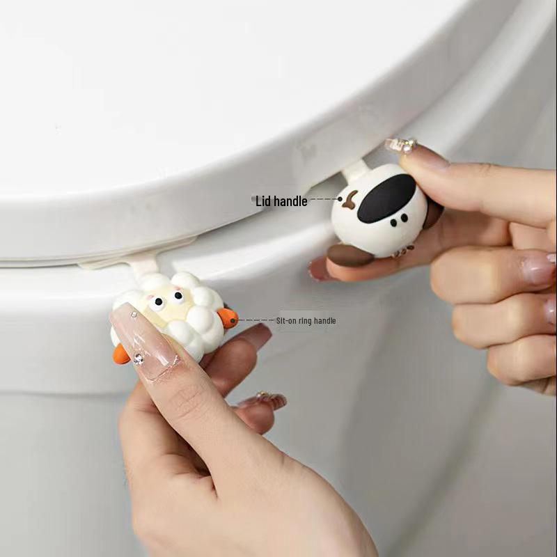 Touchless Cartoon Toilet Lid Lifter - Sheep & Puppy Design