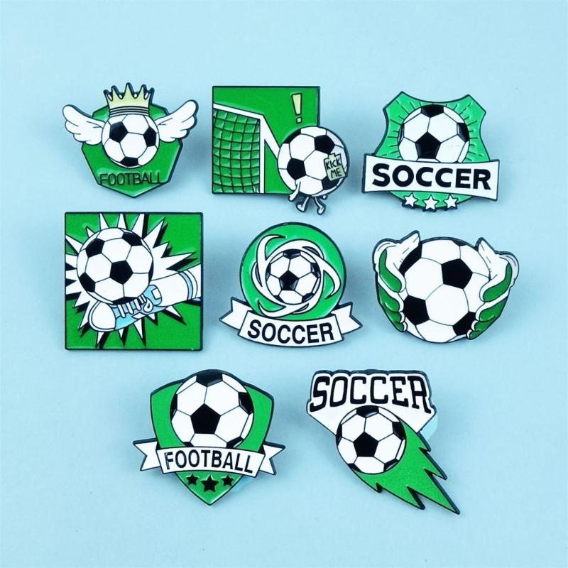 8PCS Elegant Soccer Themed Brooches Zinc Alloy Safety Corsage Pin Souvenir Perfect For Gifting And Event