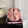 Minimalist Oxford Large Capacity Bucket Bag with Drawstring Closure ,Adjustable Strap Lightweight Crossbody Purse Casual Handbag