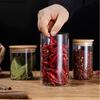 Vorratsglas aus Glas mit Holzdeckel, versiegeltes Glas, transparente Gläser, Vorratsflasche, Lebensmittel-Organizer, Teebox, Vorratsbehälter, Teedose