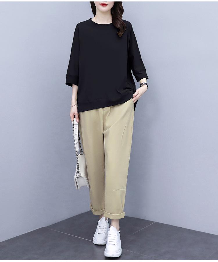 Women's 2021 Spring/Summer Hong Kong Style Casual Suit - Trendy, Youthful Top & Pants Set