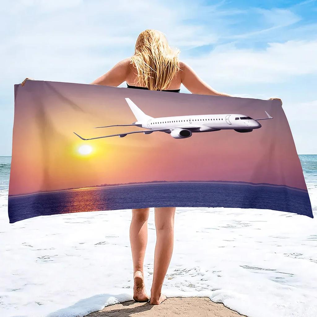 Aereo Stampato Leggero Sottile Asciugamano da Spiaggia Sovradimensionato Extra Large Asciugamani Senza Sabbia Asciugatura Rapida Viaggio Campeggio Accessori da Spiaggia