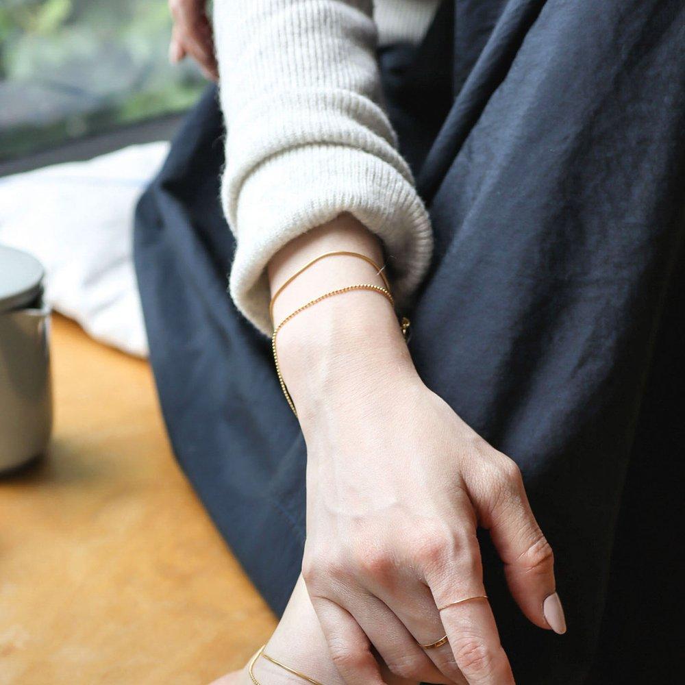 [ Modernlike / Headquarters Genuine Product ] 14K Gf Silver Double-row Chain Bracelet Gold