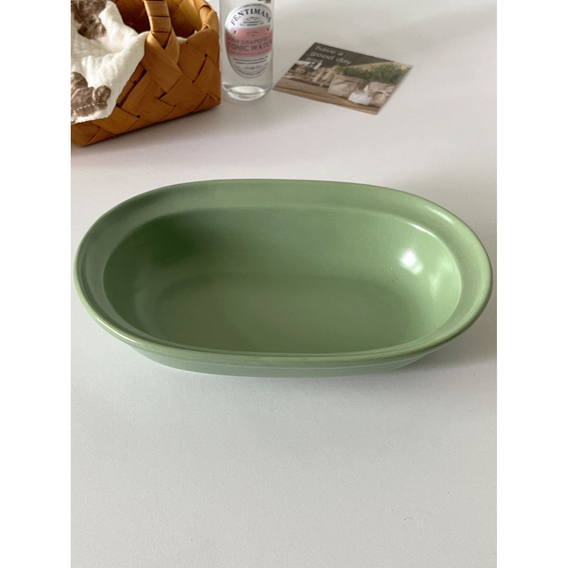 

Скандинавские минималистичные тарелки Керамические глубокие тарелки Овальные Высокоэстетичные тарелки для завтрака Салатники Бытовые суповые тарелки Ins Посуда