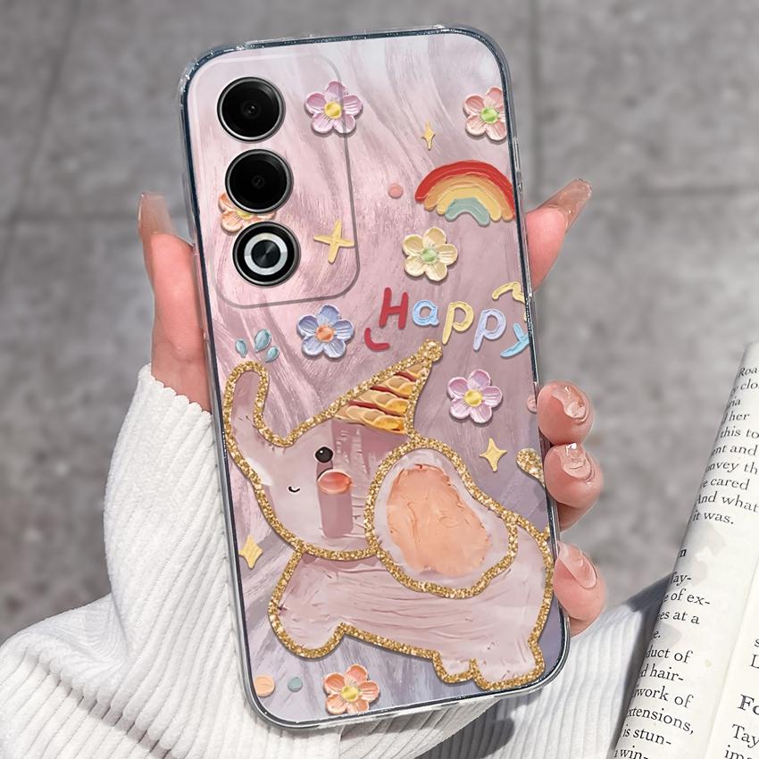 Für Oppo A3 A5 A1 Pro A3x AX5 AX5s A7 A8 Ace2 Luxuriöse Stoßfeste Handyhülle Niedliche Blumenmuster Transparenter TPU Schutz Rückseite Für Oppo Hülle