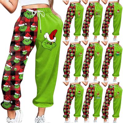 Damen Casual Fashion Weihnachtsdruck Lässige Jogginghose Elastische Taille Kordelzug Hose