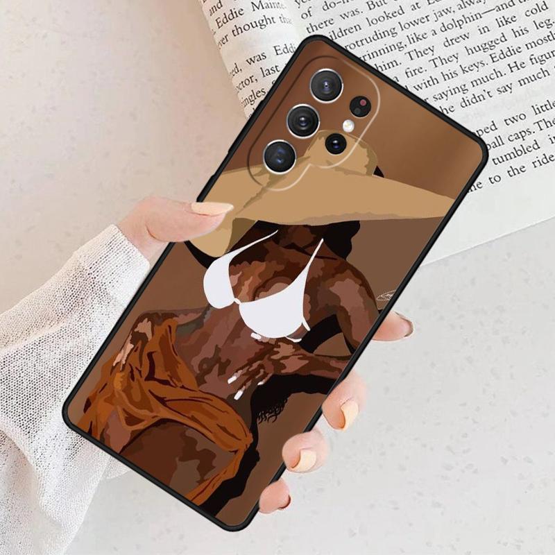 Black African Girl Phone Case For Samsung Galaxy S25 S23 S30 S8 S21 S20 FE S24 S22 Note 10 20 S8 Plus Lite Ultra