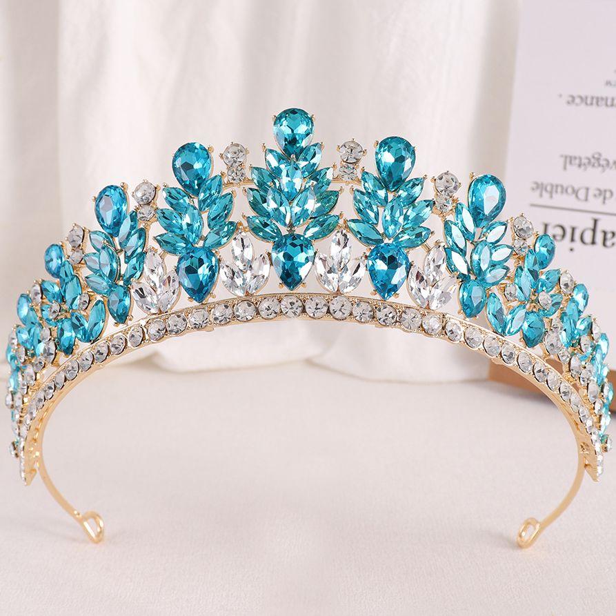 DIEZI Lusso Coreano 20 Colori Cristallo Opale Verde Corona Copricapo Sposa Nuova Elegante Tiara Regina Fasce per Capelli Vestito da Sposa Bambina