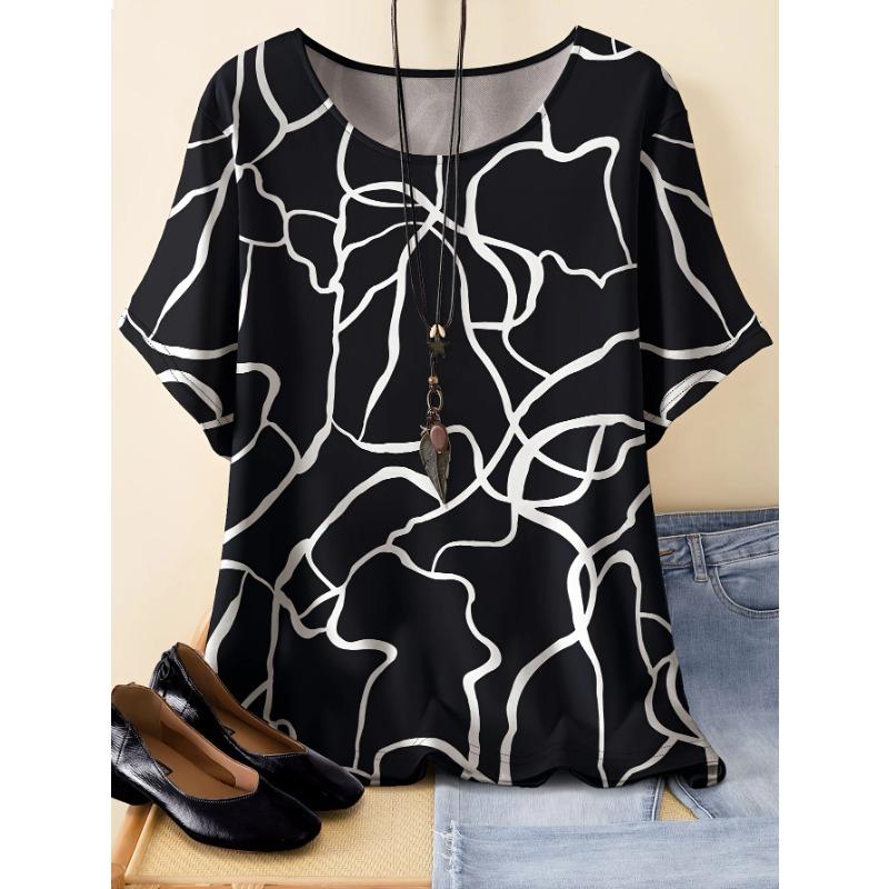 

Летняя женская элегантная повседневная футболка с коротким рукавом большого размера, черная женская спортивная повседневная футболка, быстросохнущая футболка 7xl