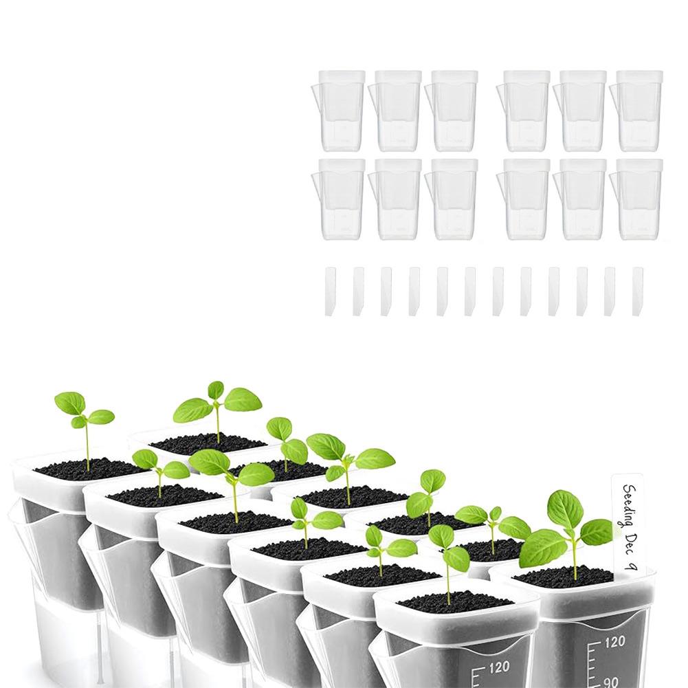 Clear Dual Layers Semi-transparent Self Watering Pots Semi-transparent Design Monitor Root Growth Side Refill Opening