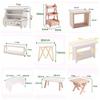 1:12 Scale Dollhouse Furniture Miniature Teatable Wood Stool Flower Rack Dolls Accessories Photography Props