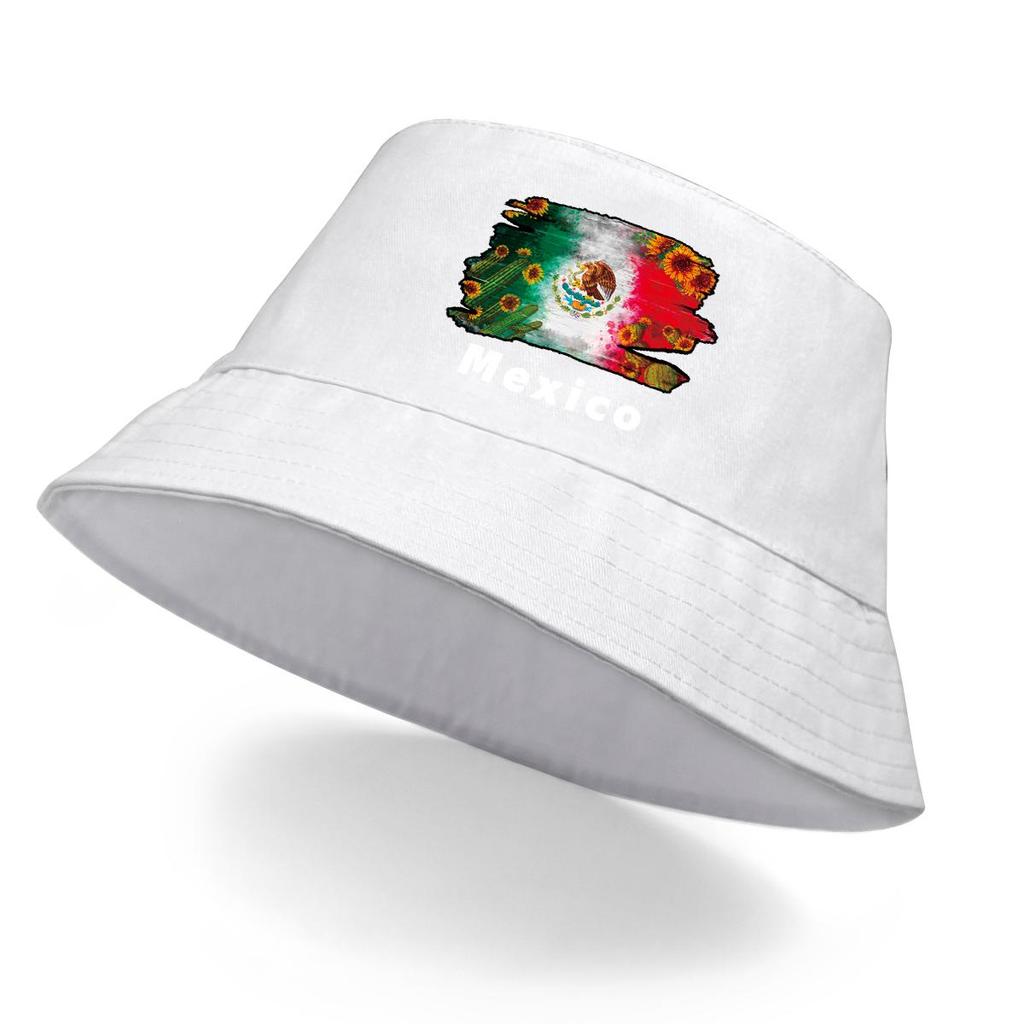 Mexican Flag Cactus Print Bucket Hat , Patriotic Fisherman Cap Fashion Casual Reversible Fishing Hat