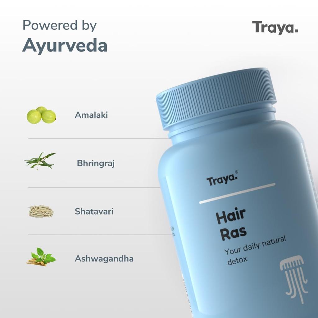 Traya Hair Ras Tablets for Women & Men, Ayurvedic Hair Herbs for Hair Fall Control and Growth, Contains Ashwagandha, Bhringraj, Shatavari (120 Ta
