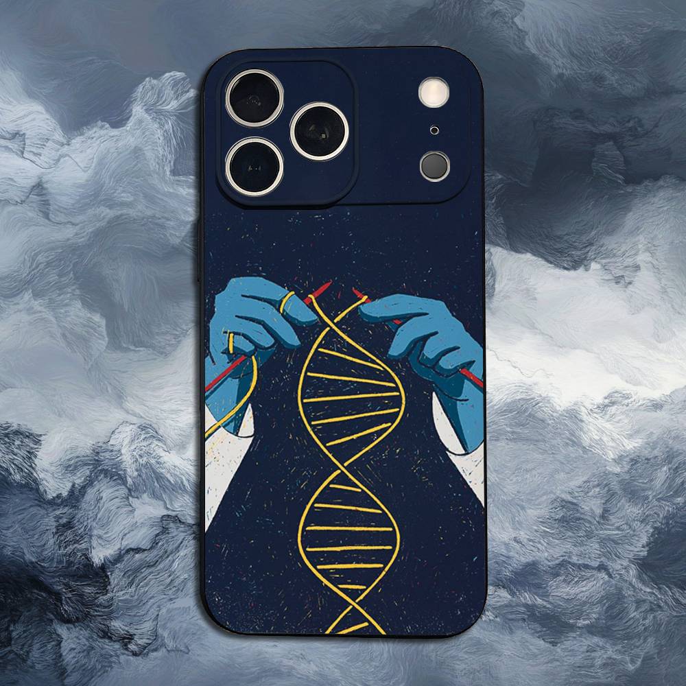 Science Biology DNA For iPhone 12,14,13,15,16,11,17,X,Mini,XR,SE,XS,Plus,Pro,Max,8,7,Soft Silicone Black Case