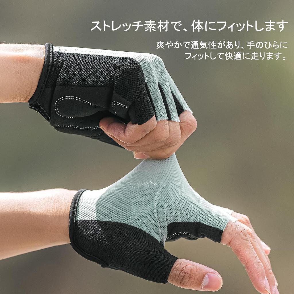 ROCKBROS Cycling Mesh Half Finger Shock Stretchy Mesh UV Perfect for Road and Sport Unisex Gloves, Gloves, Absorbent, Fingerless, Sweat-Wicking,