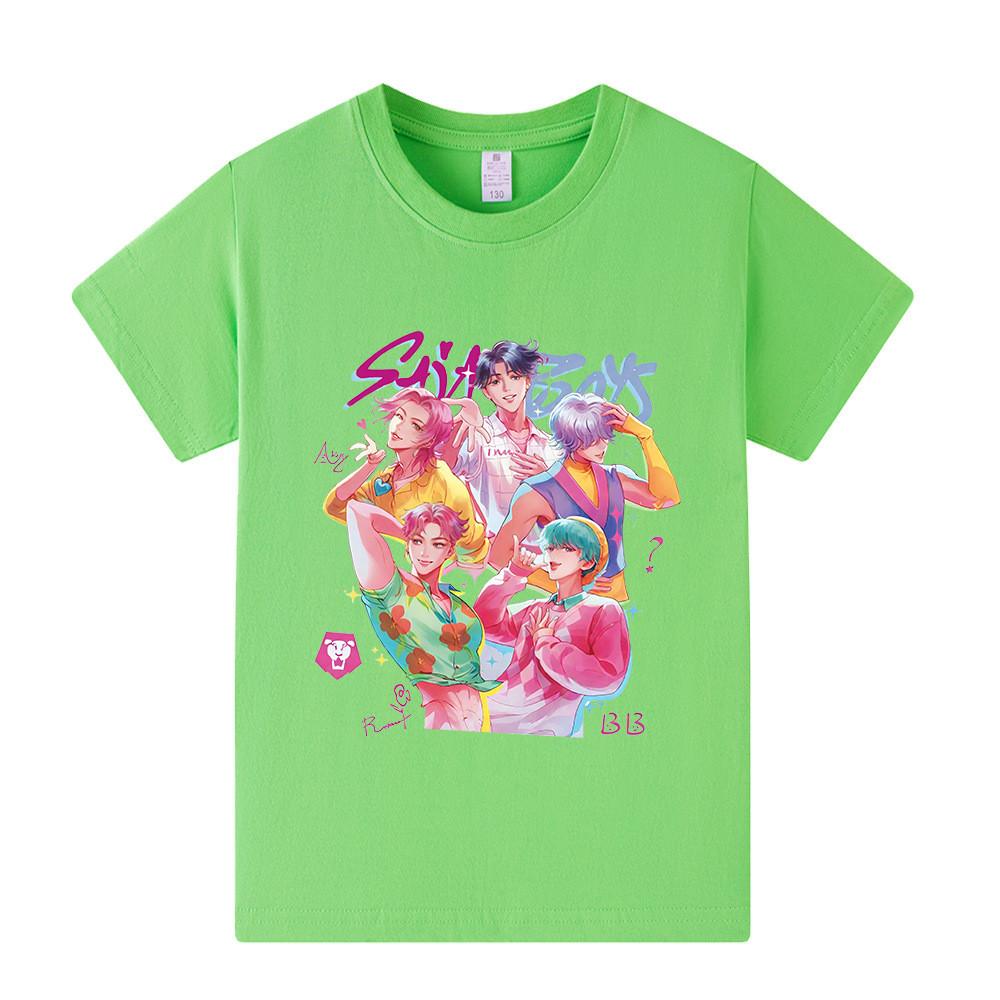 A1207 Kids Boys Girls Sajaboys Kpop Rumi Zoey Mira Print Short Sleeves T-shirt