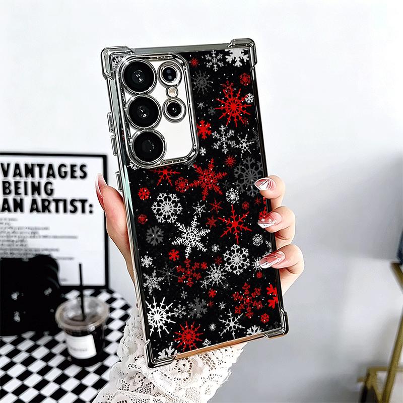 Snow Snowflake Winter Cold Soft Phone Case For Samsung Galaxy S26 Ultra S25 Edge S24 FE S23 Plus S22 S21 + S20 Plating Anti-Fall