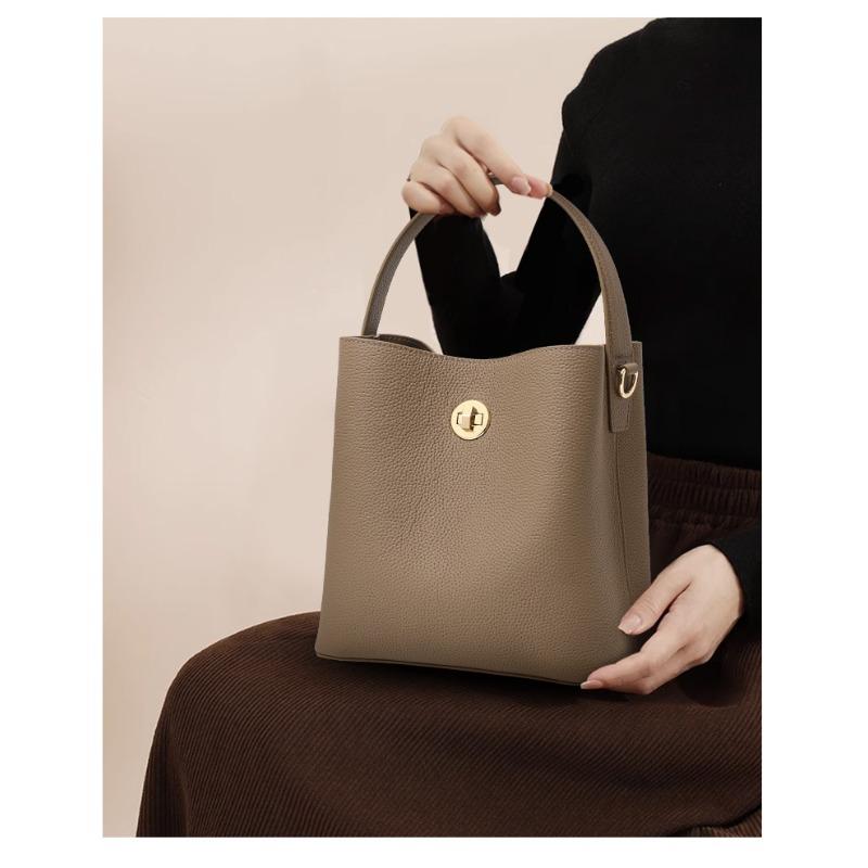 New Crossbody Women's Bag Bucket Bag Genuine Leather One Shoulder Versatile Handbag Commuting Bag