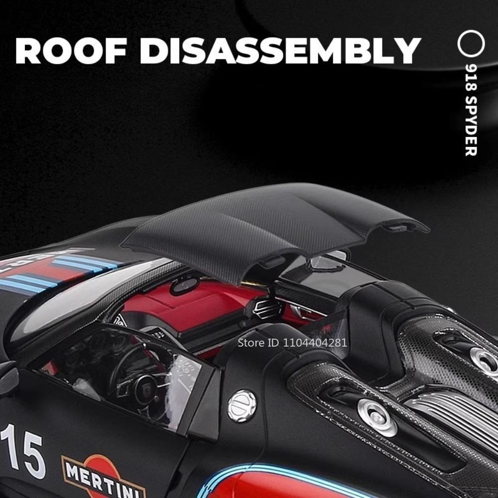 1:18 918 Spyder Martini Pagani Huayra Diecast Alloy Model Toys Car Doors Opened With Sound Light Miniature Vehice Adult Boy Gift