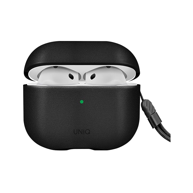 

UNIQ AirPods Pro2 case 4 Compatible with Type-C model Wireless charging compatible impact absorption protection PU leather LYDEN DS (black, 4)