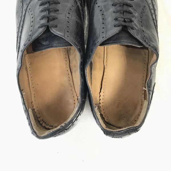 DAKS/Goodyear Welt Leather Full Brogue Wingtip Shoes/27.5/Black/Closed Lacing Business(USED)
