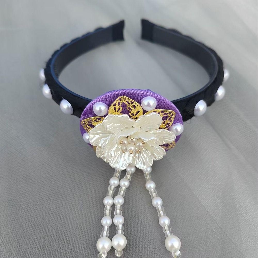 Bentiță de păr Hanbok cu perle, ciucure, pentru scenă, dans, cerc de păr, bentiță coreeană clasică, spectacol