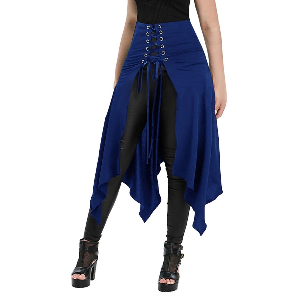 Damen Vintage Röcke Unregelmäßiger Saum Steampunk Langer Rock Gothic Cosplay Kleiderrock