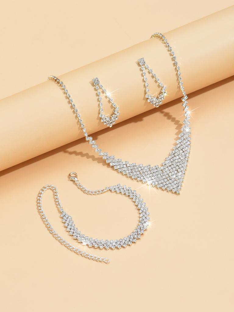 4 Pieces of Women's Temperament Claw Chain Series Cone-shaped Necklace, Earring Bracelet Set, Wedding Banquet Party, Holiday Gif