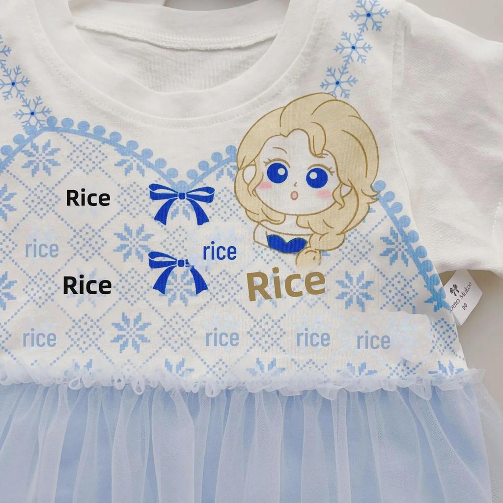 2023 Summer Girls' Cute Cotton Princess Dress with Mesh Cake Skirt