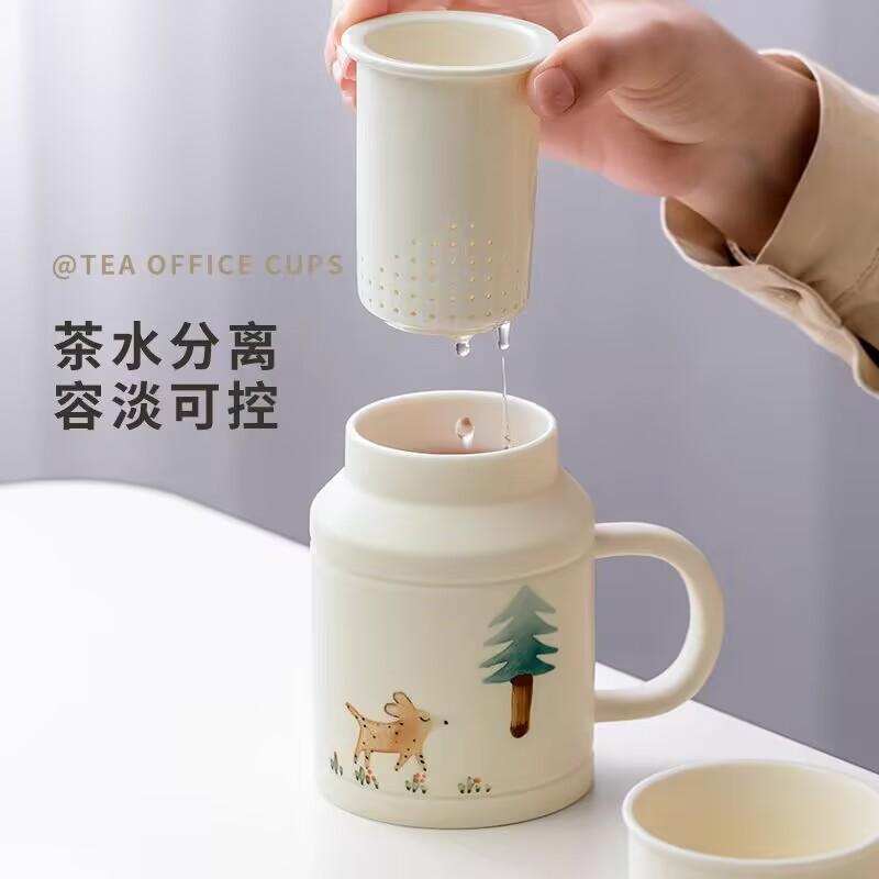Hand-Painted Warm Bottle Cup Creative Large-Capacity Drinking Tea Cup Ceramic Small Warm Pot Tea Cup Tea Separation