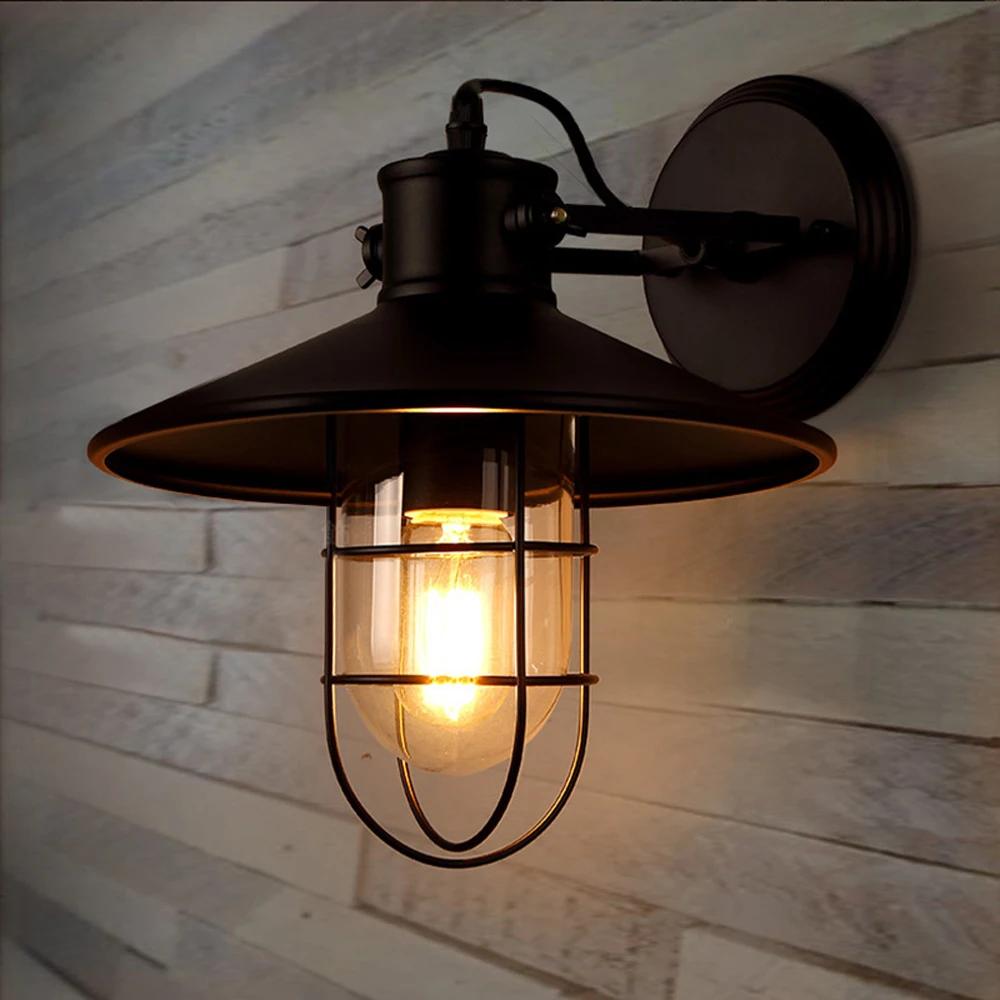 Industrial Style Wall Lamp Antique Edison Glass Birdcage Wall Lamp Bedding Headboard Garage Porch Farmhouse Wall Lamp