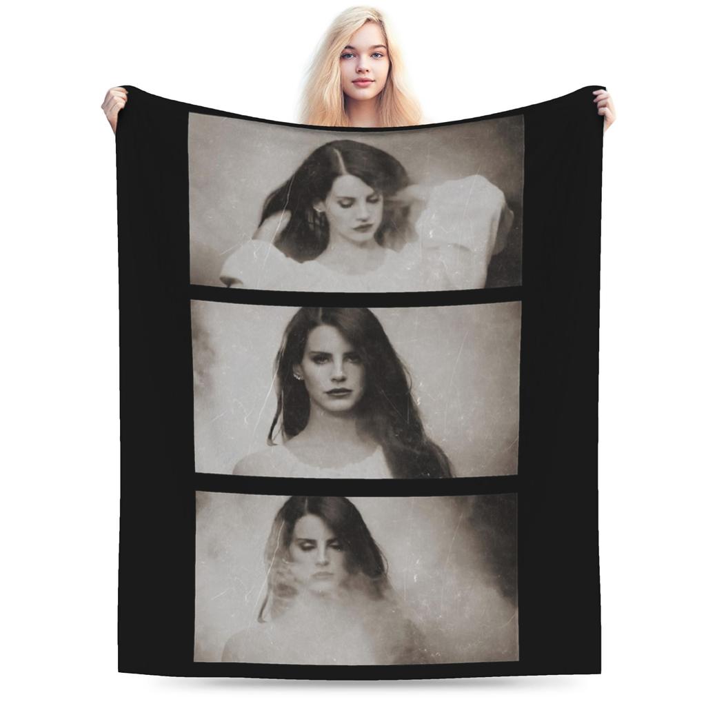 Gesichter von Lana Del Rey Decken Flanell Herbst/Winter Multifunktionale Warme Überwurfdecke für Sofa Büro Plüsch Dünne Steppdecke