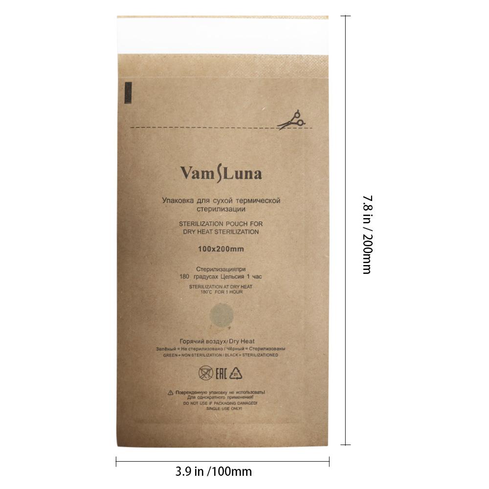 50Pcs Disposable Self Sealing Cleaning Pouch Dry Heat Autoclave Disinfection Kraft Paper Bags 100mm x 200mm