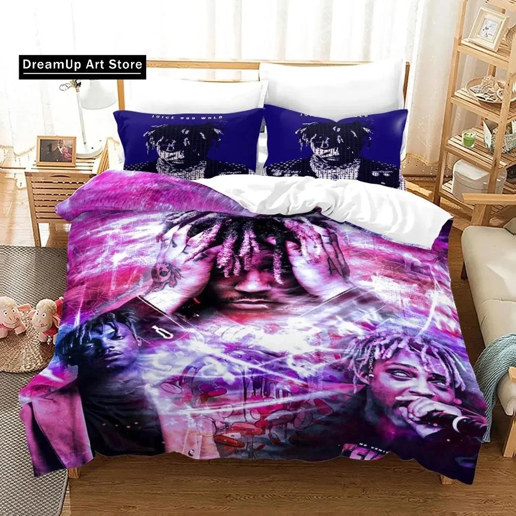 3D Print Fashion Juice Wrld Stars Bedding Set Boys Girls Twin Queen Full Size Duvet Cover Pillowcase Bed Adult Bedroom