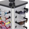 360° Rotating Eyeglasses Display Stand - 44-Pair Capacity,  Aluminum Composite & Wood Construction, Silver/Black - with Adjustable Mirrors