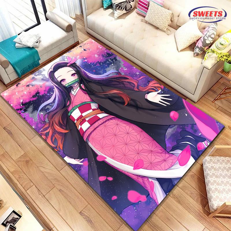3D Printing Japan Anime Kamad0 Nezuk0 Carpet for Living Room Children's Bedroom Sofa Doormat Floor Rug Anti-slip Decor Mat Gift