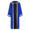Halloween Cosplay Choir Gown for Kids Turn Down Collar Long Sleeve Front Zipper Metallic Color Block Trim Party Robe