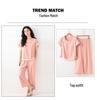 2026 Ultra-Soft Women's Summer Pajamas with Built-in Bra Pads, Short Sleeve & Long Pants, Fake Two-Piece Design