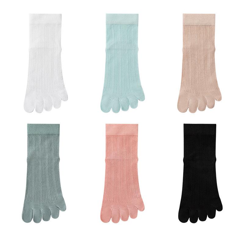 Women's Bamboo Five-Toe Socks - Breathable, Sweat-Absorbing, Antibacterial, Deodorizing, Long Split-Toe Socks for Spring & Summer